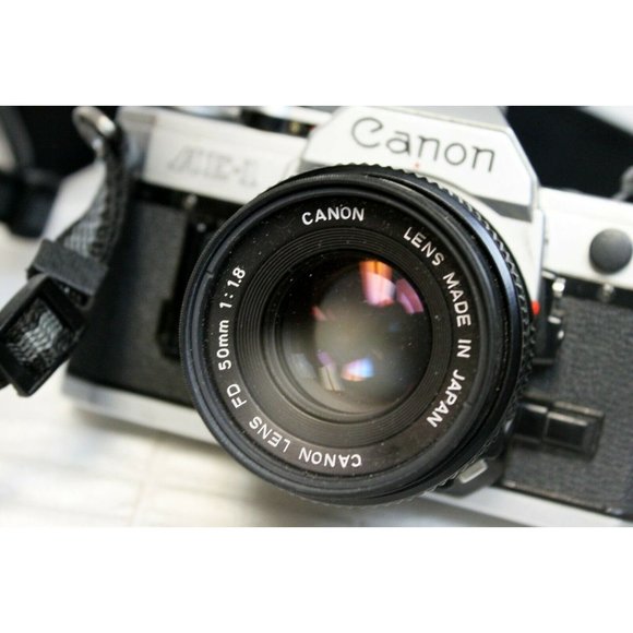 Vtg Canon AE-1 35mm Film Camera Flash Tele Converter 50mm 80mm Lens All Works - Picture 9 of 9